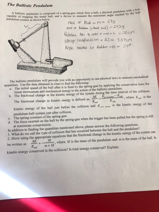 Solved This Ballistic Pendulum Problem Was Assigned To Us In | Chegg.com