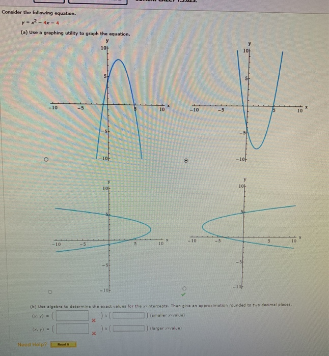 Consider The Following Equation Y X2 4x 4 A Chegg Com