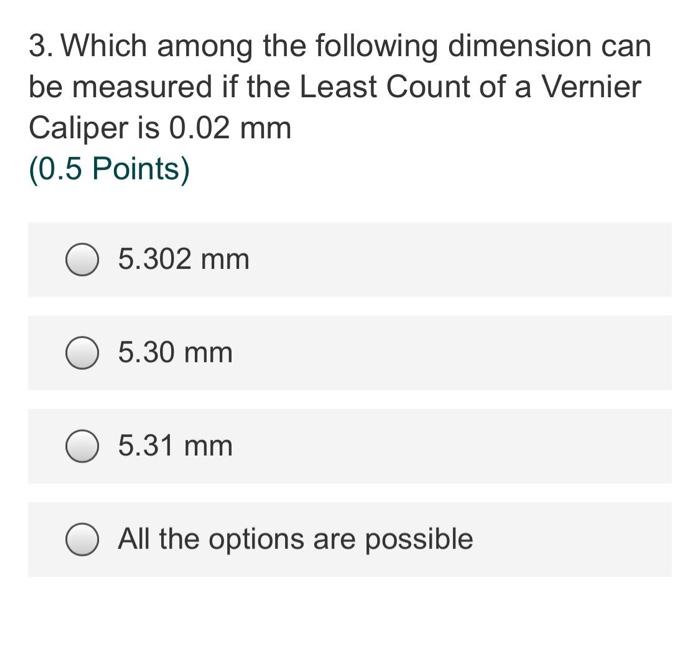 Solved 4. Least Count of the micrometer is (0.5 Points)