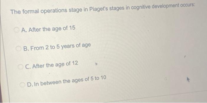 Piaget's stage outlet of formal operations