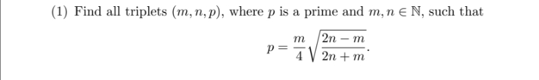 (1) ﻿Find all triplets (m,n,p), ﻿where p ﻿is a prime | Chegg.com