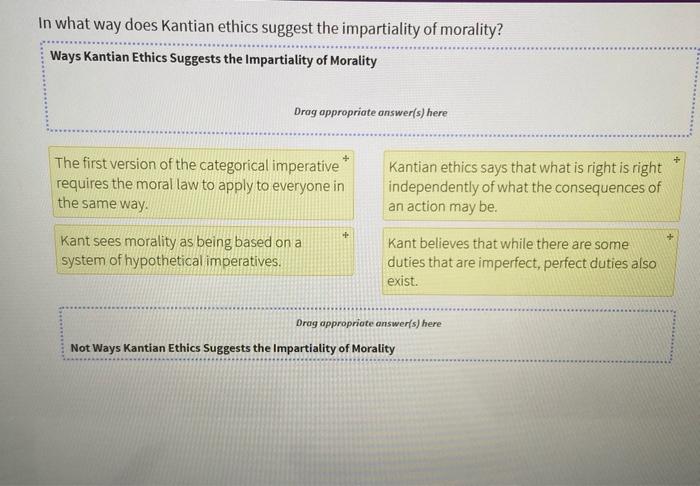 In what way does Kantian ethics suggest the | Chegg.com