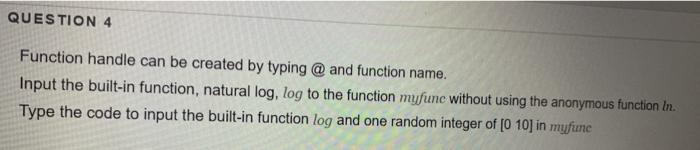 Solved QUESTION 1 Create anonymous function to calculate | Chegg.com