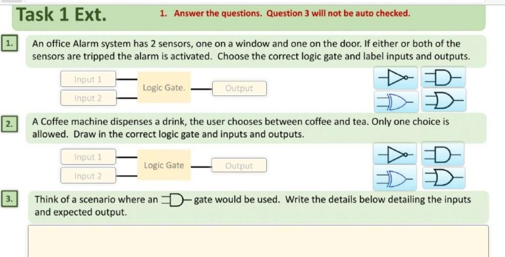Solved Task 1 Ext. 1. Answer the questions. Question 3 will | Chegg.com