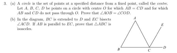 Solved 3. (a) A circle is the set of points at a specified | Chegg.com