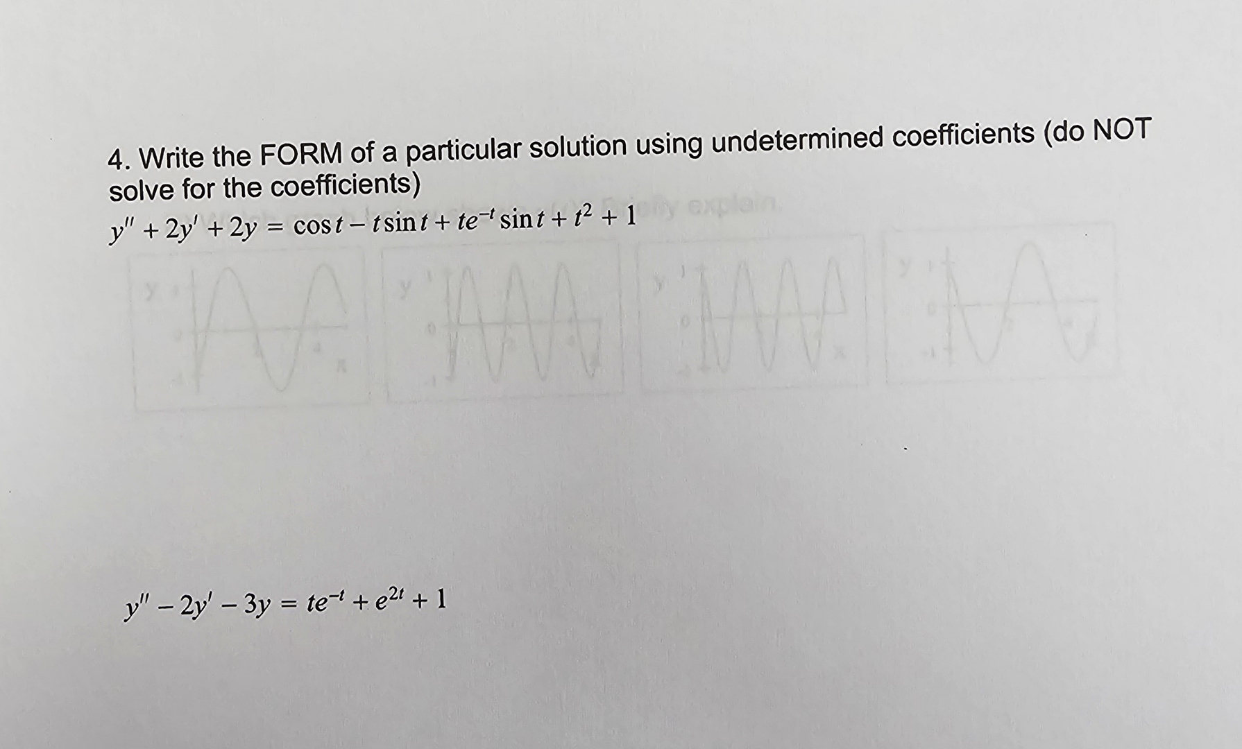 Write the FORM of a particular solution using | Chegg.com