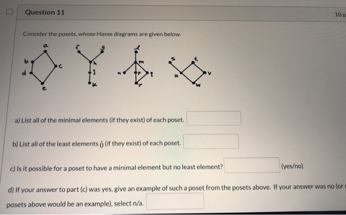 Solved U Question 11 10 P Consider The Posets Whose Hasse Chegg Com