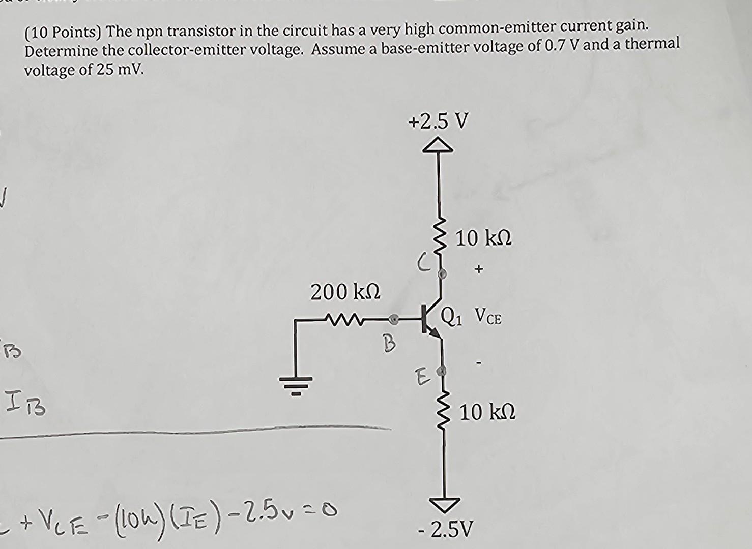 Solved The NPN transistor in the circuit has a very high | Chegg.com