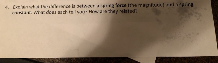 Solved 4. Explain what the difference is between a spring | Chegg.com