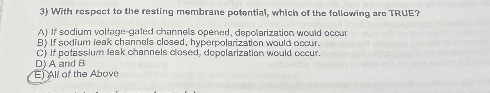 With respect to the resting membrane potential, which | Chegg.com