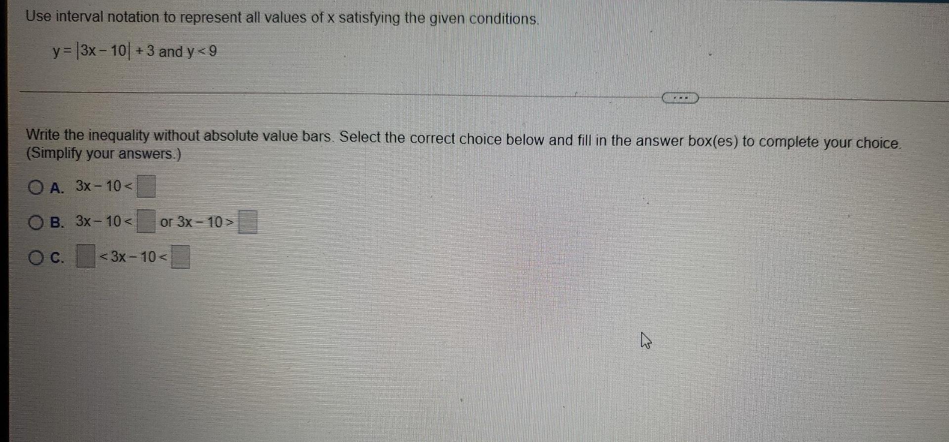 Solved Use interval notation to represent all values of x | Chegg.com