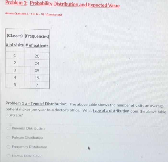 Solved Problem 1: Probability Distribution and Expected | Chegg.com