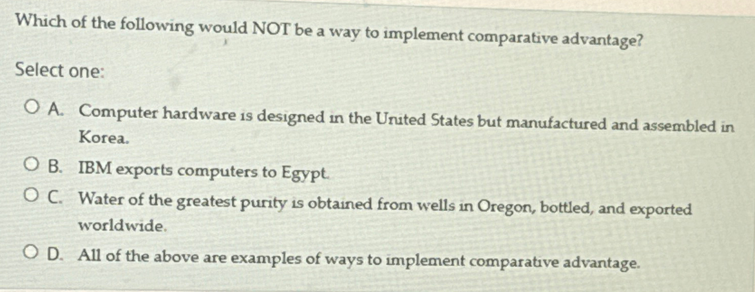 Solved Which of the following would NOT be a way to | Chegg.com