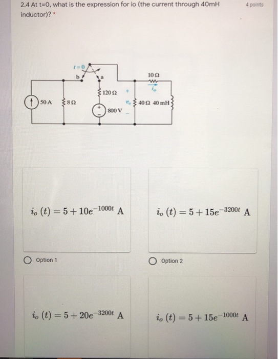 Solved 4 points 2.1 The switch in the circuit shown below | Chegg.com