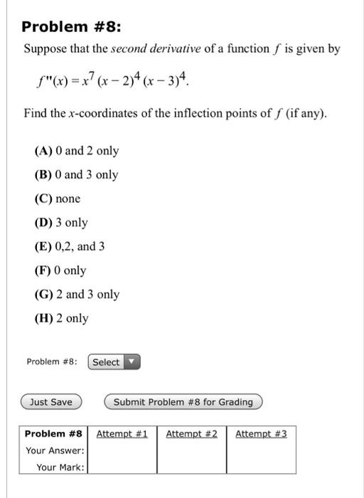 Solved Problem #8: Suppose that the second derivative of a | Chegg.com
