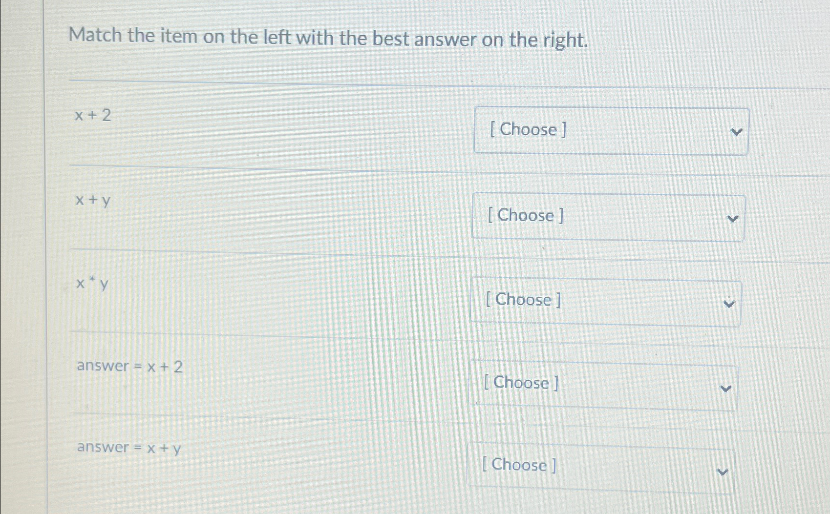 Solved Match the item on the left with the best answer on | Chegg.com