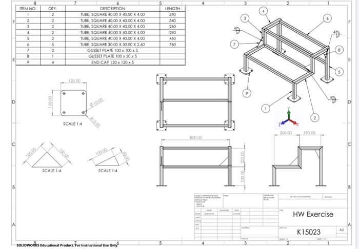 Solved 7 8 ITEM NO 1 2 3 QTY 2 F 2 2 LENGTH 240 340 260 290