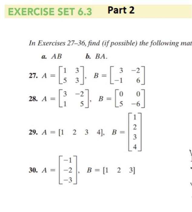 Solved In Exercises 27-36, Find (if Possible) The Following | Chegg.com