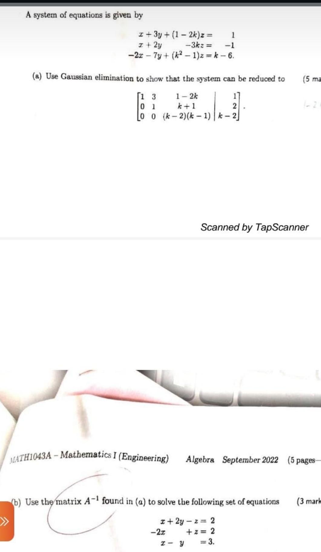 Solved A system of equations is given by | Chegg.com