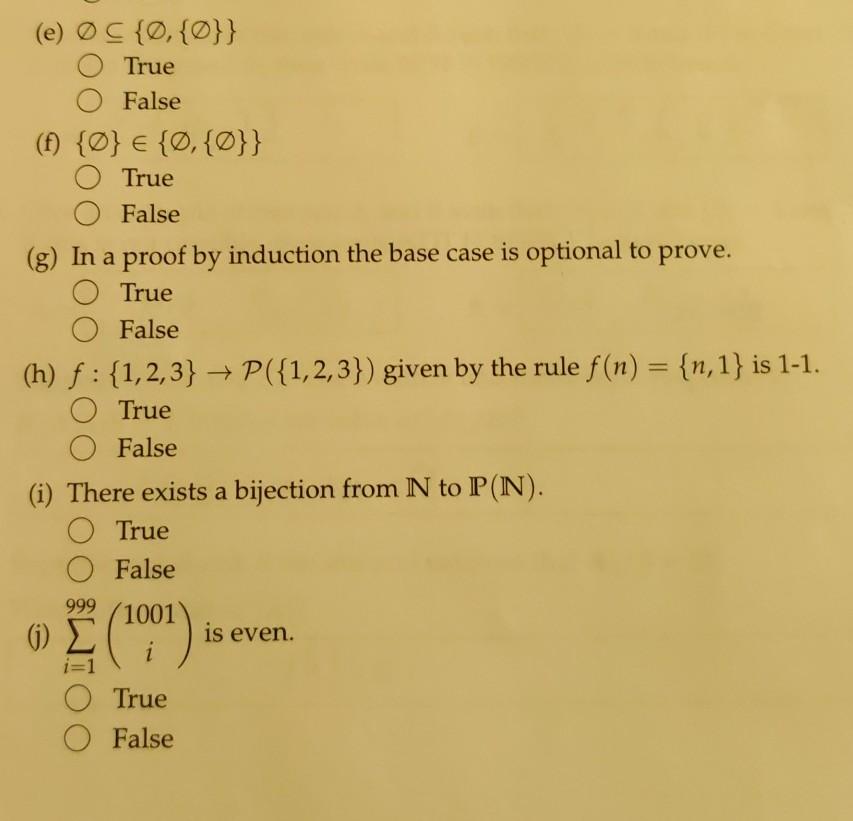 E 0 C 0 True False F 0 O True Chegg Com