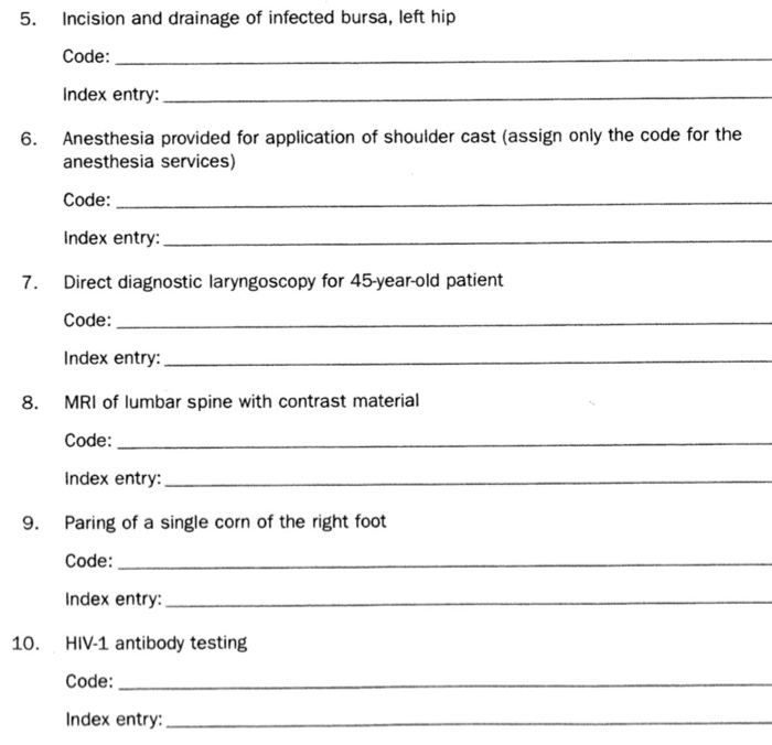 Solved Exercise 2.3 Use of the Alphabetical Index Assign the | Chegg.com