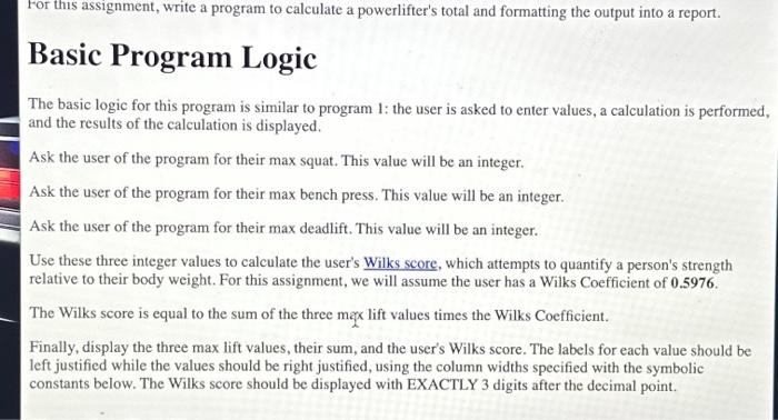 Solved Basic Program Logic The basic logic for this program | Chegg.com