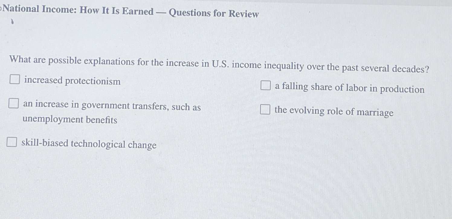Solved National Income: How It Is Earned — ﻿Questions for | Chegg.com