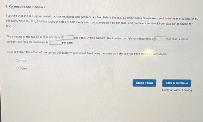 Solved 5. Calculating Tax Incidence Suppose That The U.S. | Chegg.com