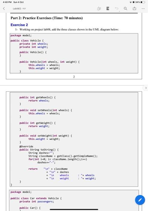 Solved Implement the Vehicle and Car classes, and then run | Chegg.com