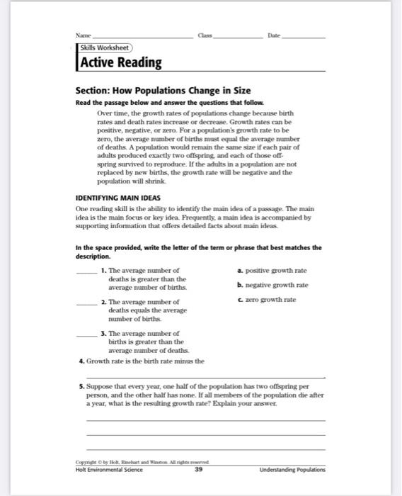 Solved Dlate Name Skills Worksheet Active Reading Section: | Chegg.com