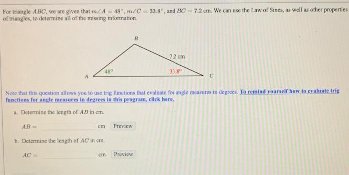 Solved For Triangle ABC, We Are Given That | Chegg.com