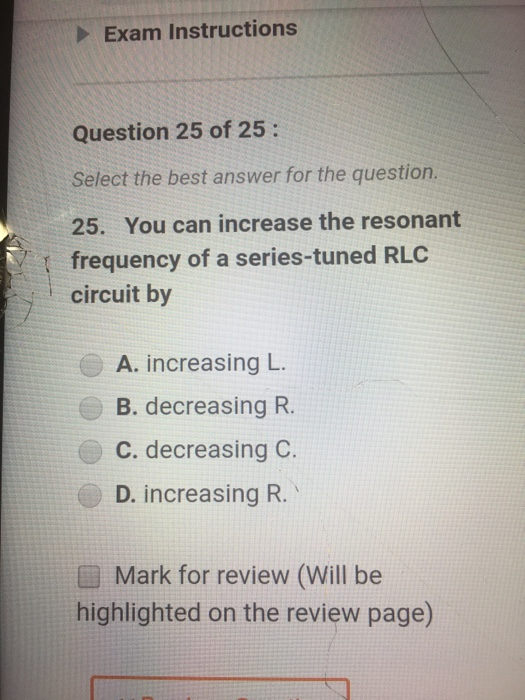 Solved Question 19 of 25: Select the best answer for the | Chegg.com