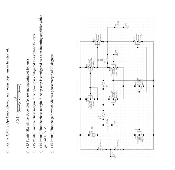 Solved 2. For the CMOS Op-Amp below, has an open loop | Chegg.com