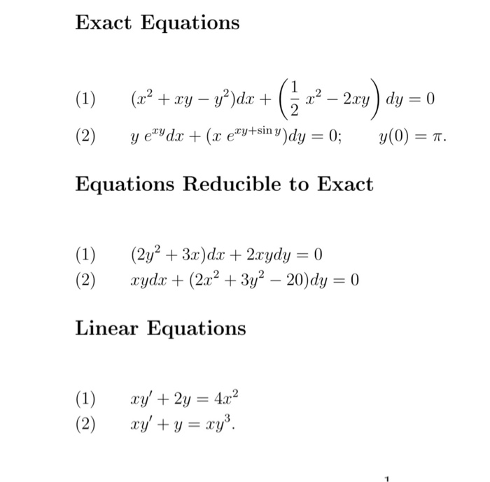 Solved Separable Differential Equations 1 2 2xy 6x Chegg Com