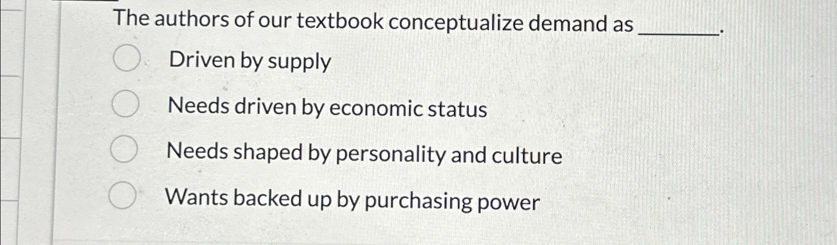 Solved The authors of our textbook conceptualize demand | Chegg.com
