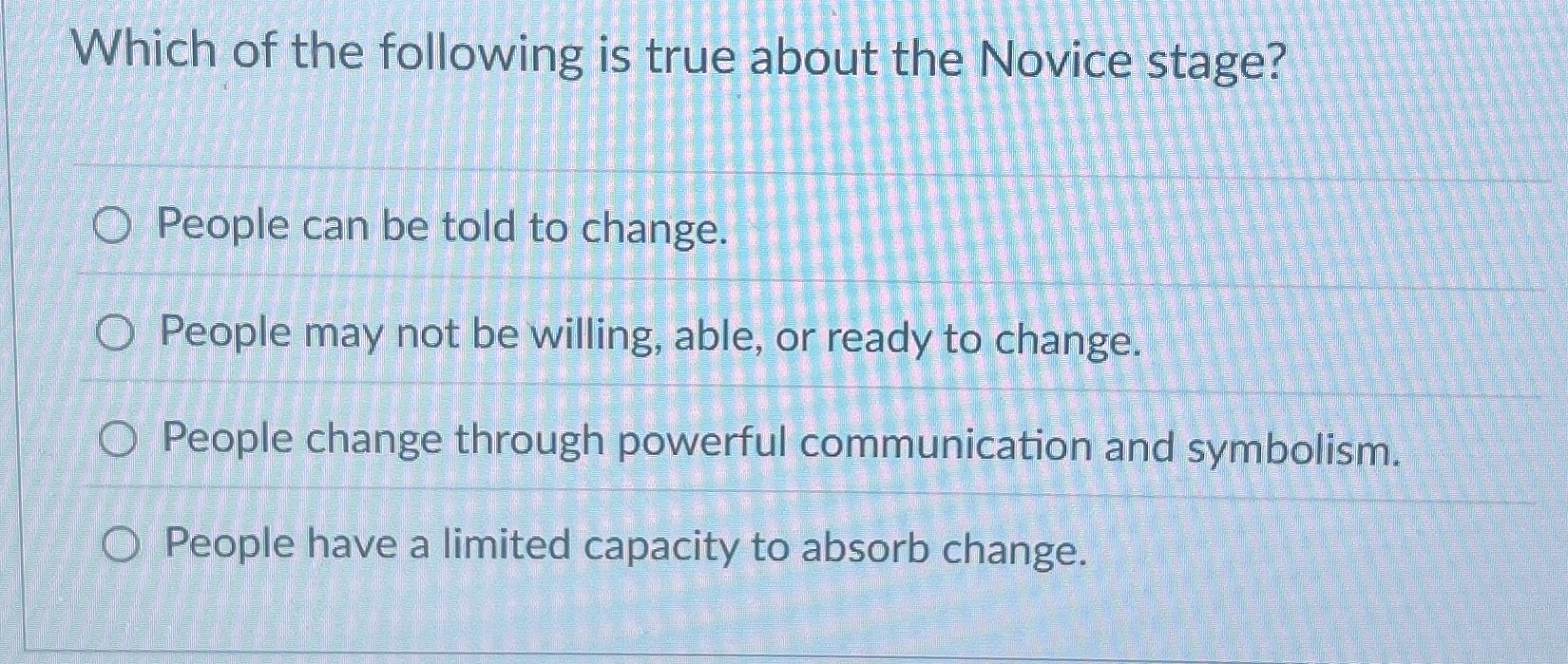 Solved Which of the following is true about the Novice | Chegg.com