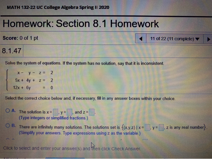 Solved MATH 132-22 UC College Algebra Spring II 2020 | Chegg.com