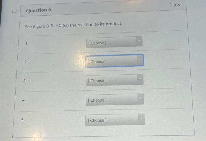 Solved 1 pts D Question 6 See Figure 8-5. Match the reaction | Chegg.com