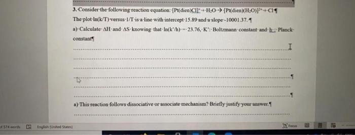 Solved 3. Consider the following reaction equation: | Chegg.com