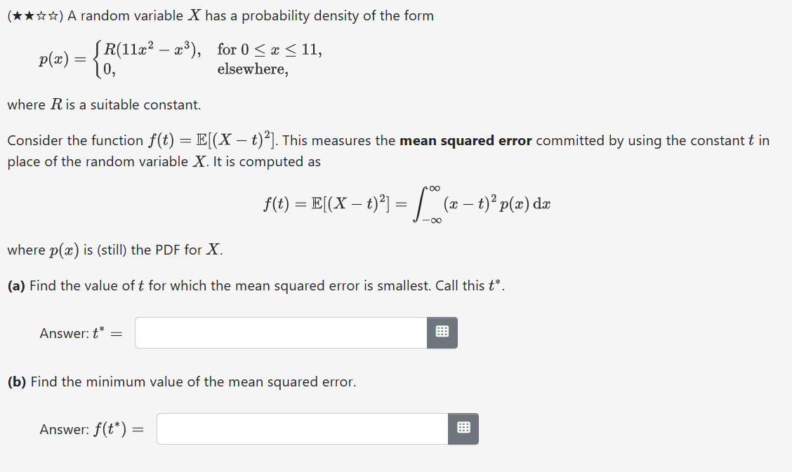 Solved A random variable x ﻿has a probability density of the | Chegg.com