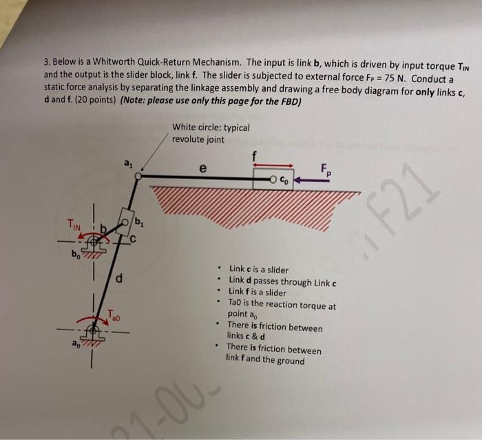 Solved 3. Below Is A Whitworth Quick-Return Mechanism. The | Chegg.com