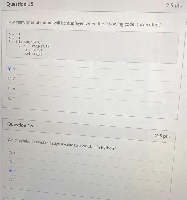 Solved How many lines of output will be displayed when the | Chegg.com
