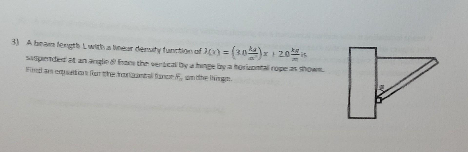 Solved = 3) A beam length L with a linear density function | Chegg.com