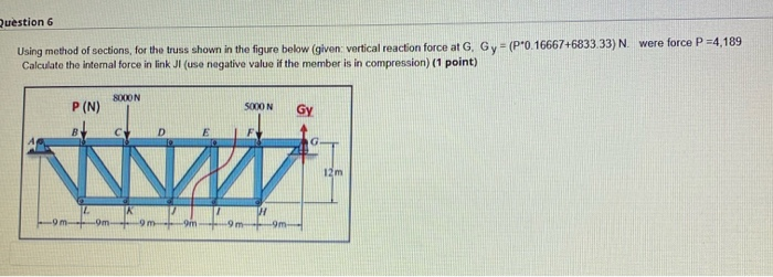 Solved Question 6 Using Method Of Sections For The Truss Chegg Com