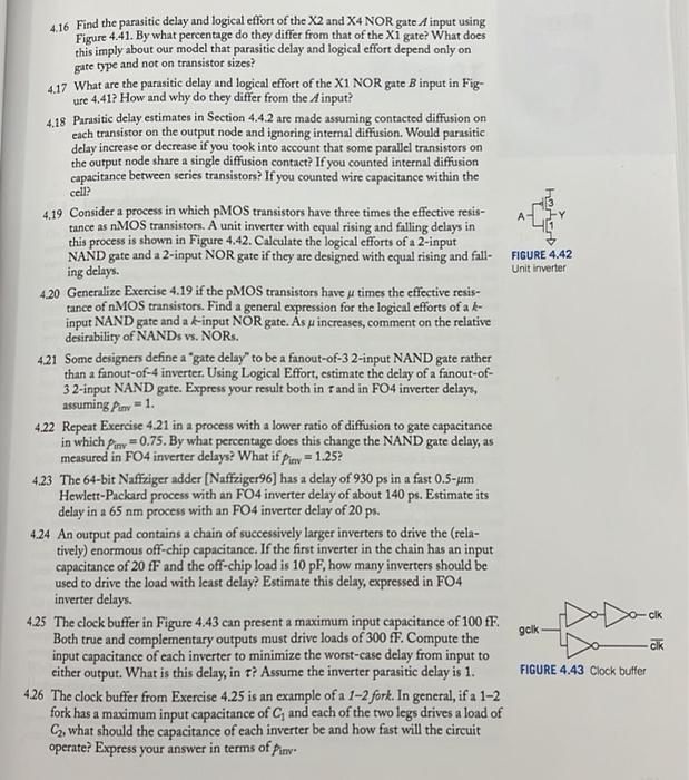 4.16 Find The Parasitic Delay And Logical Effort Of | Chegg.com