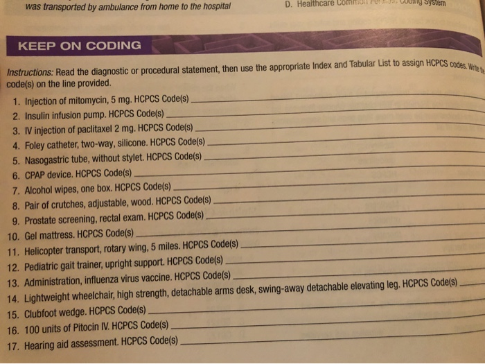Solved Wus Dansported by ambulance from home to the hospital