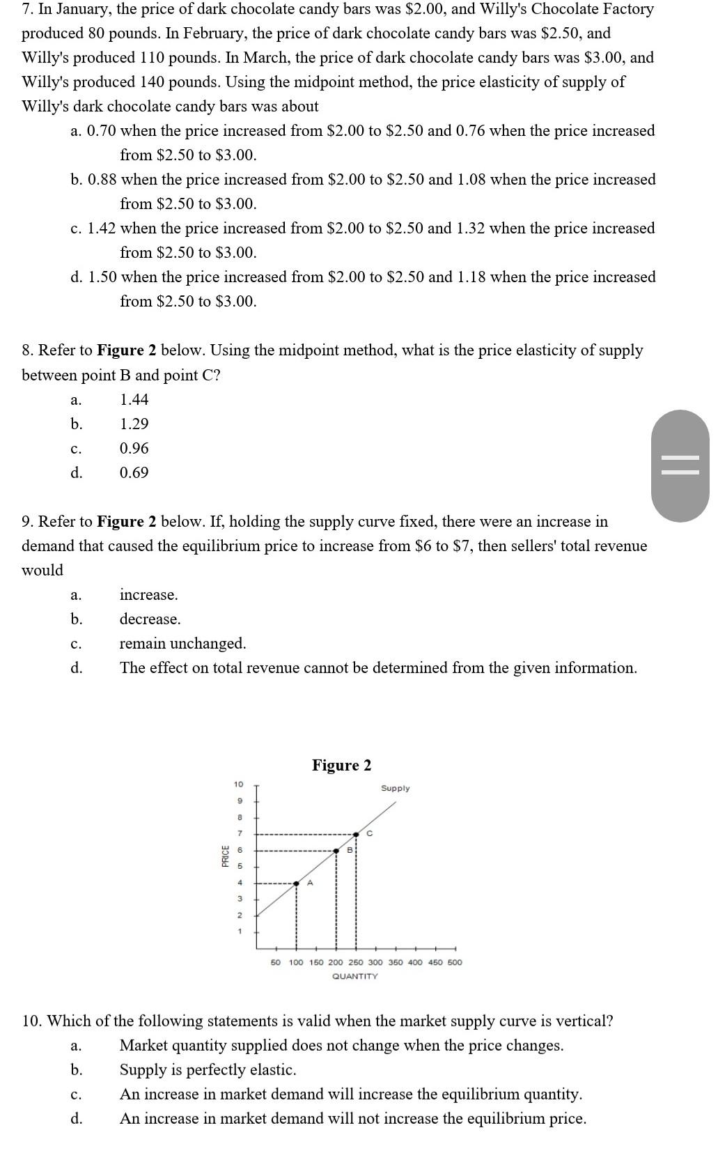 Solved 7. In January, the price of dark chocolate candy bars | Chegg.com