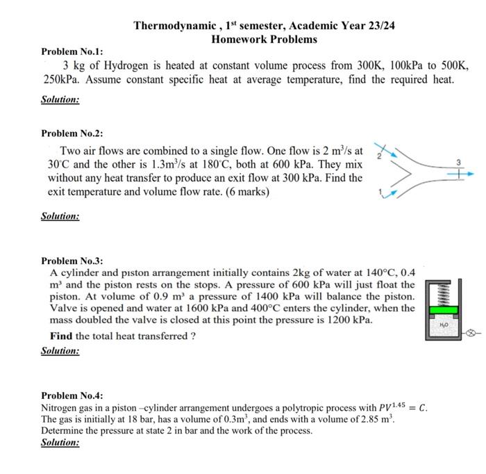 Solved Thermodynamic, 1st semester, Academic Year 23/24 | Chegg.com