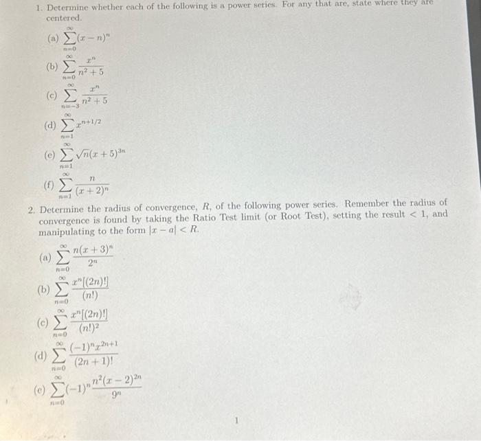 Solved 1. Determine whether each of the following is a power | Chegg.com