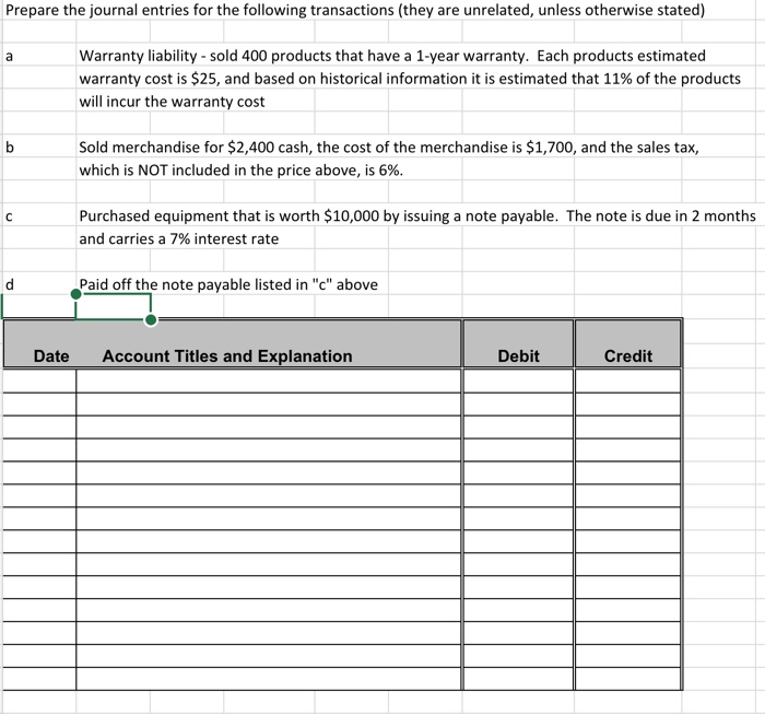 Solved Prepare The Journal Entries For The Following 5781